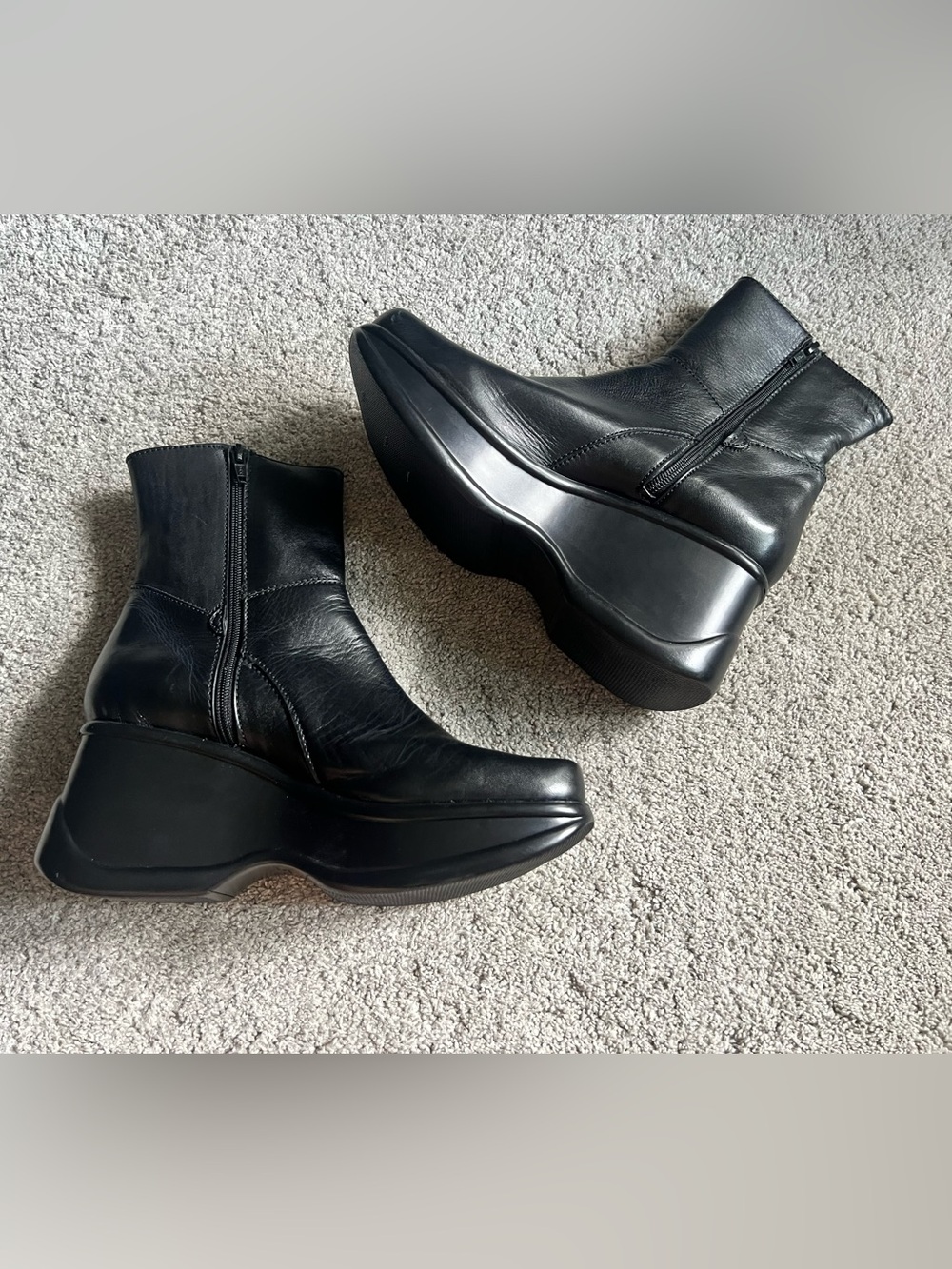 Vintage Steve Madden Goody Boots Black 8.5 B Grunge Goth Chunky Platform 90s Y2K - Picture 2 of 7